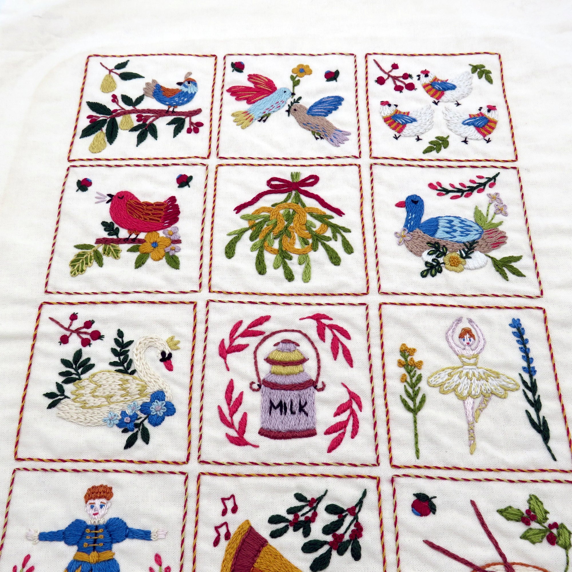 12 days of christmas hand embroidery design