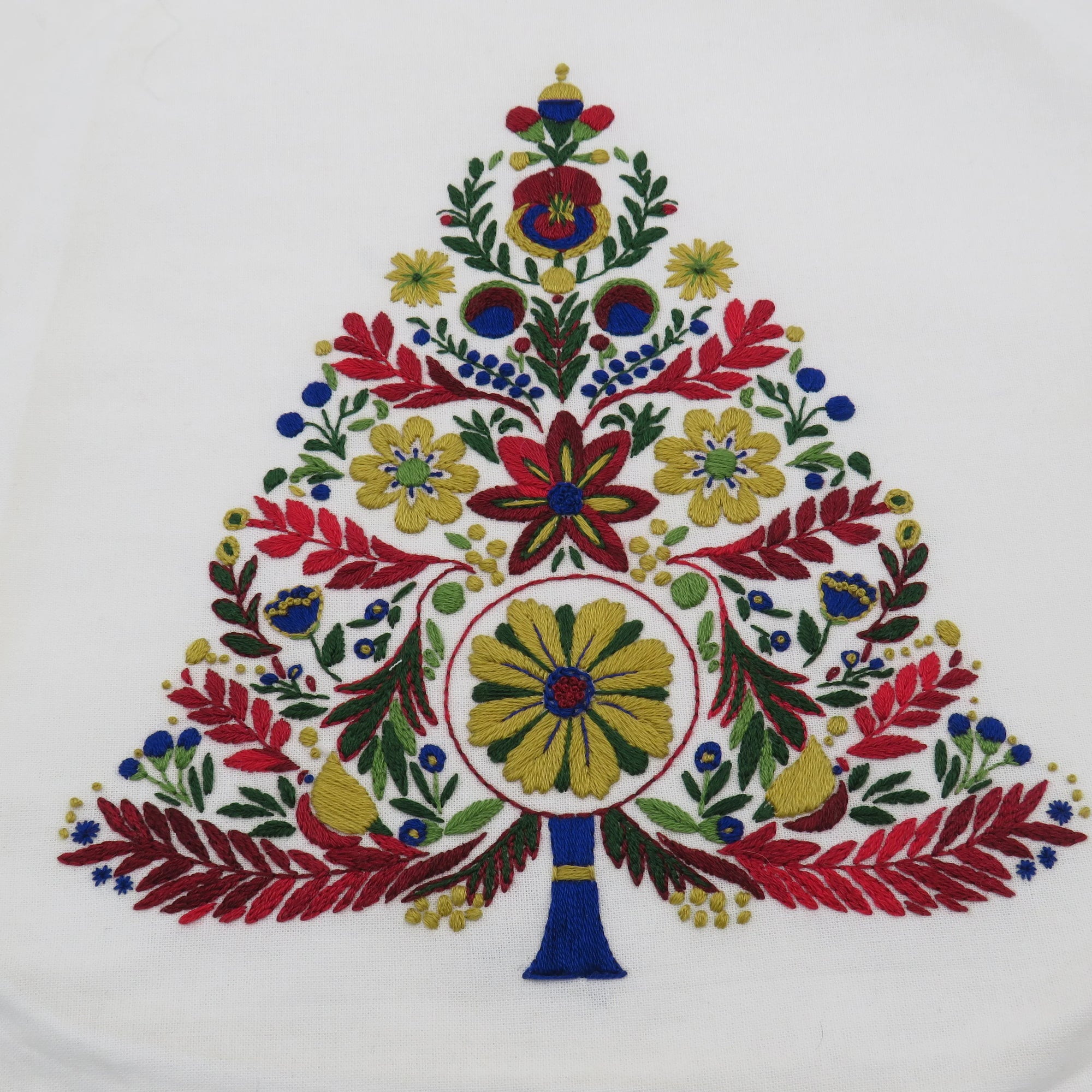 Colorful embroidered design on a white background