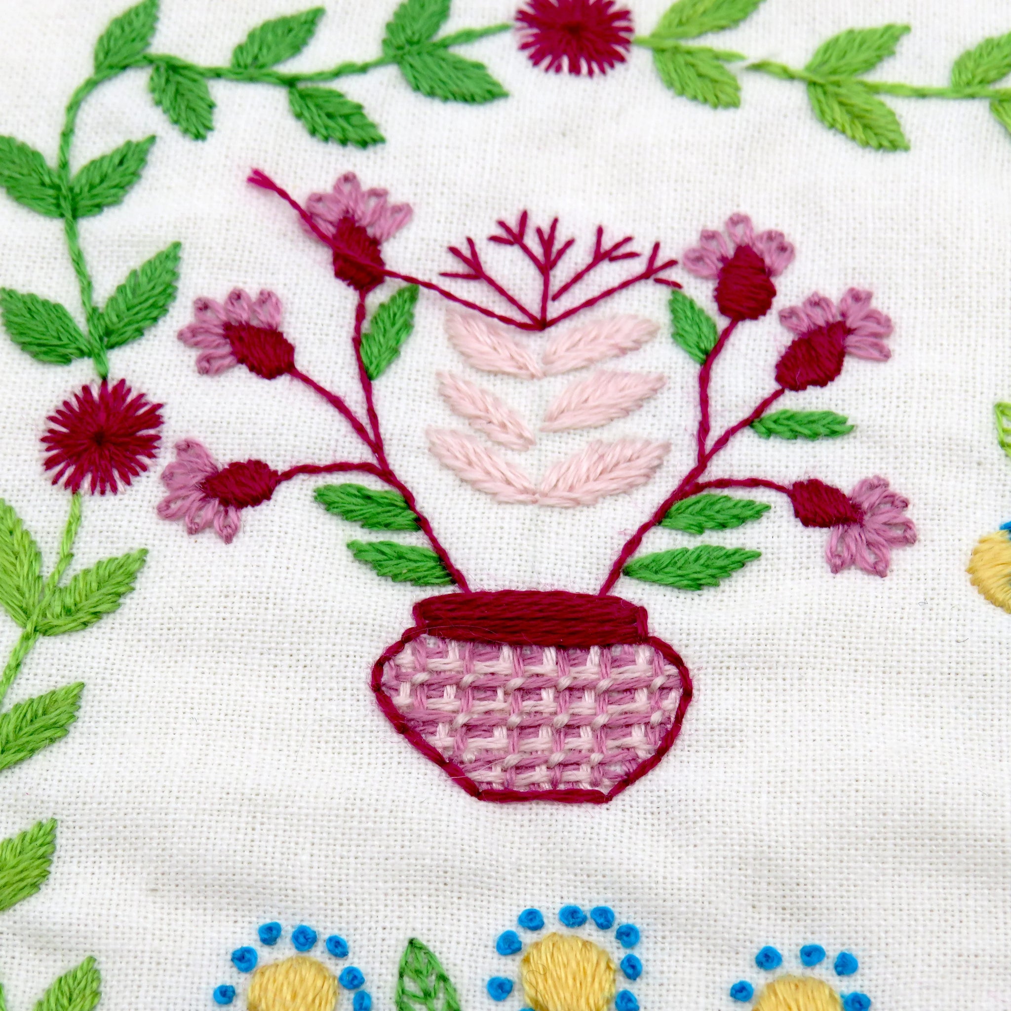 Baltimore Stitchery Hand Embroidery Pattern Design
Baltimore album quilts fascinate me and I love looking at the many variations of them that have been created over many many years. This pattern is inspired by them and I loved every minute of stitching it and really hope you will too.

The Design is approximately 7.5 x 9.5 inches when complete.