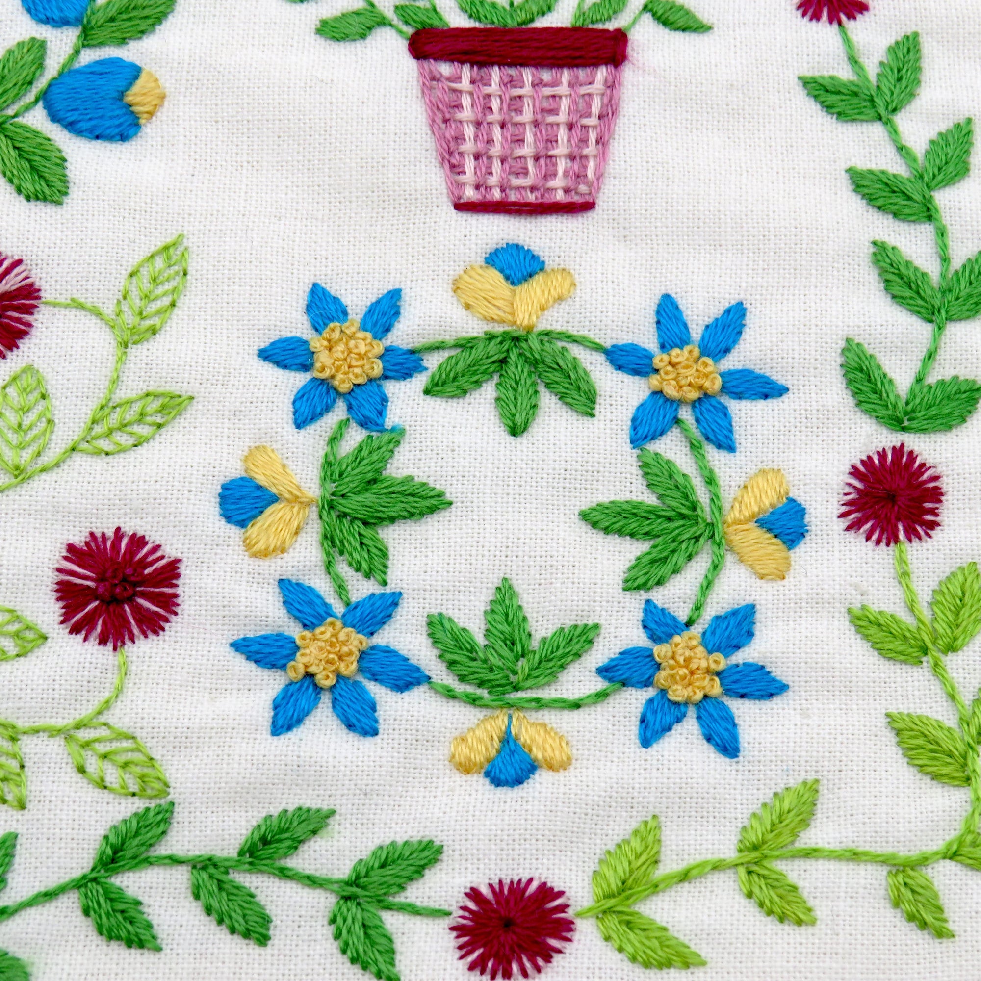 Baltimore Stitchery Hand Embroidery Pattern Design
Baltimore album quilts fascinate me and I love looking at the many variations of them that have been created over many many years. This pattern is inspired by them and I loved every minute of stitching it and really hope you will too.

The Design is approximately 7.5 x 9.5 inches when complete.