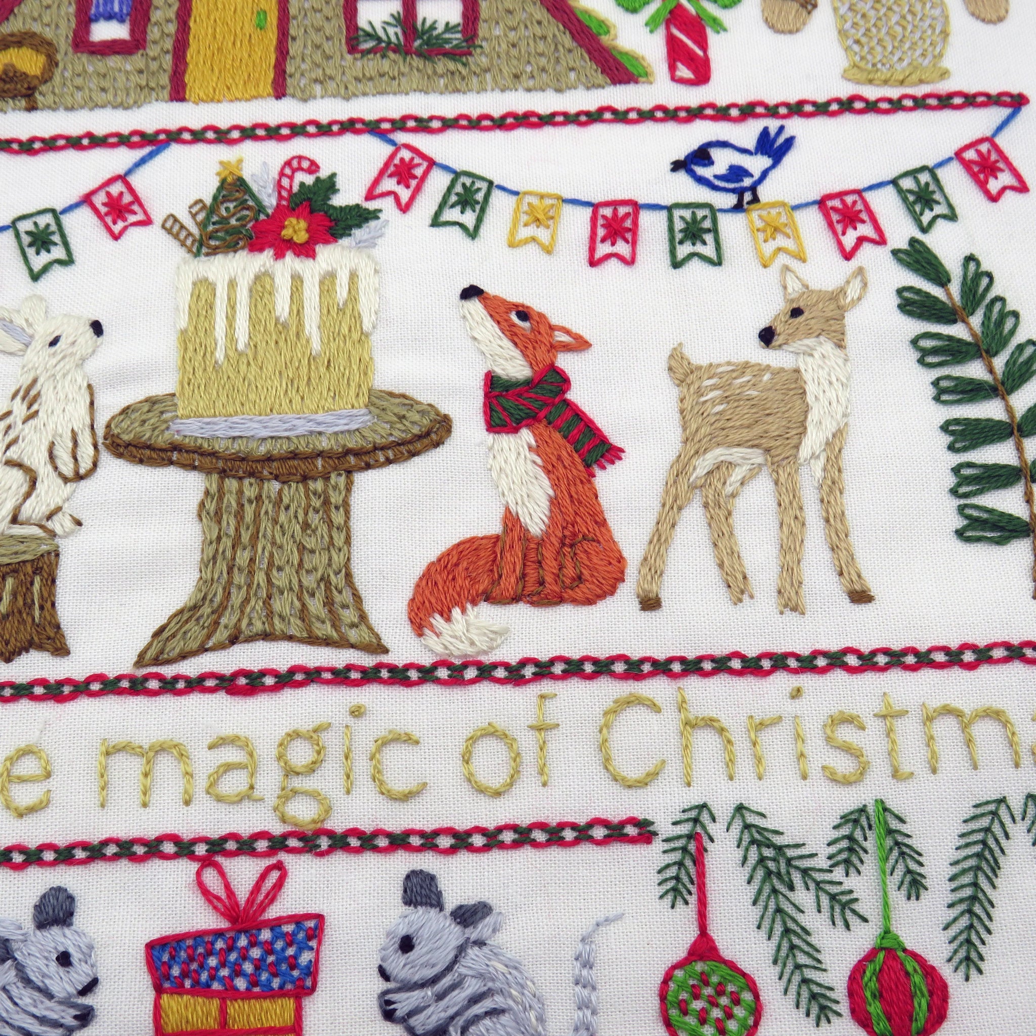 Festive Forest is full of adorable creatures all enjoying the festive season. From the Squirrel jumping over the cabin, the Badger and his friends who can’t wait to have a slice of that cake and not to mention those cute birds dotted around joining in the fun. This design will be so much fun to stitch and can be enjoyed year after year during your Festivities.

