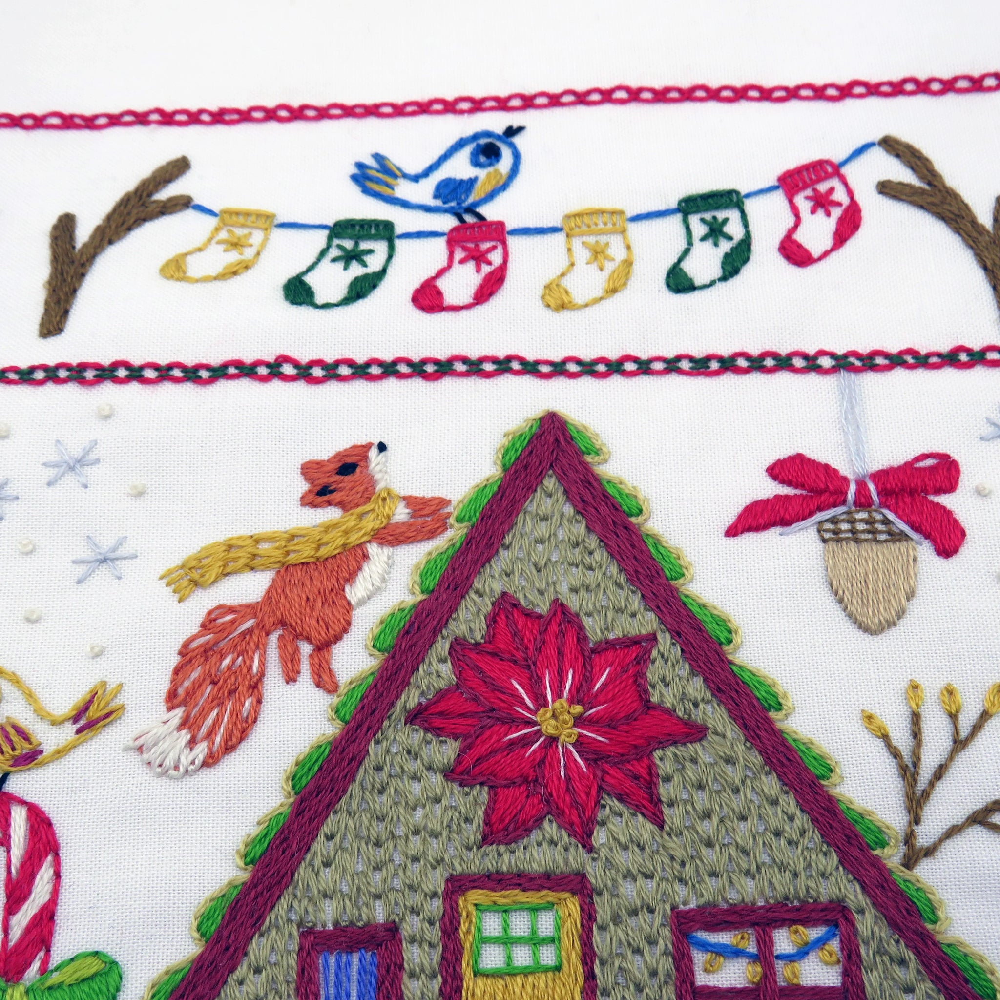 Festive Forest is full of adorable creatures all enjoying the festive season. From the Squirrel jumping over the cabin, the Badger and his friends who can’t wait to have a slice of that cake and not to mention those cute birds dotted around joining in the fun. This design will be so much fun to stitch and can be enjoyed year after year during your Festivities.
