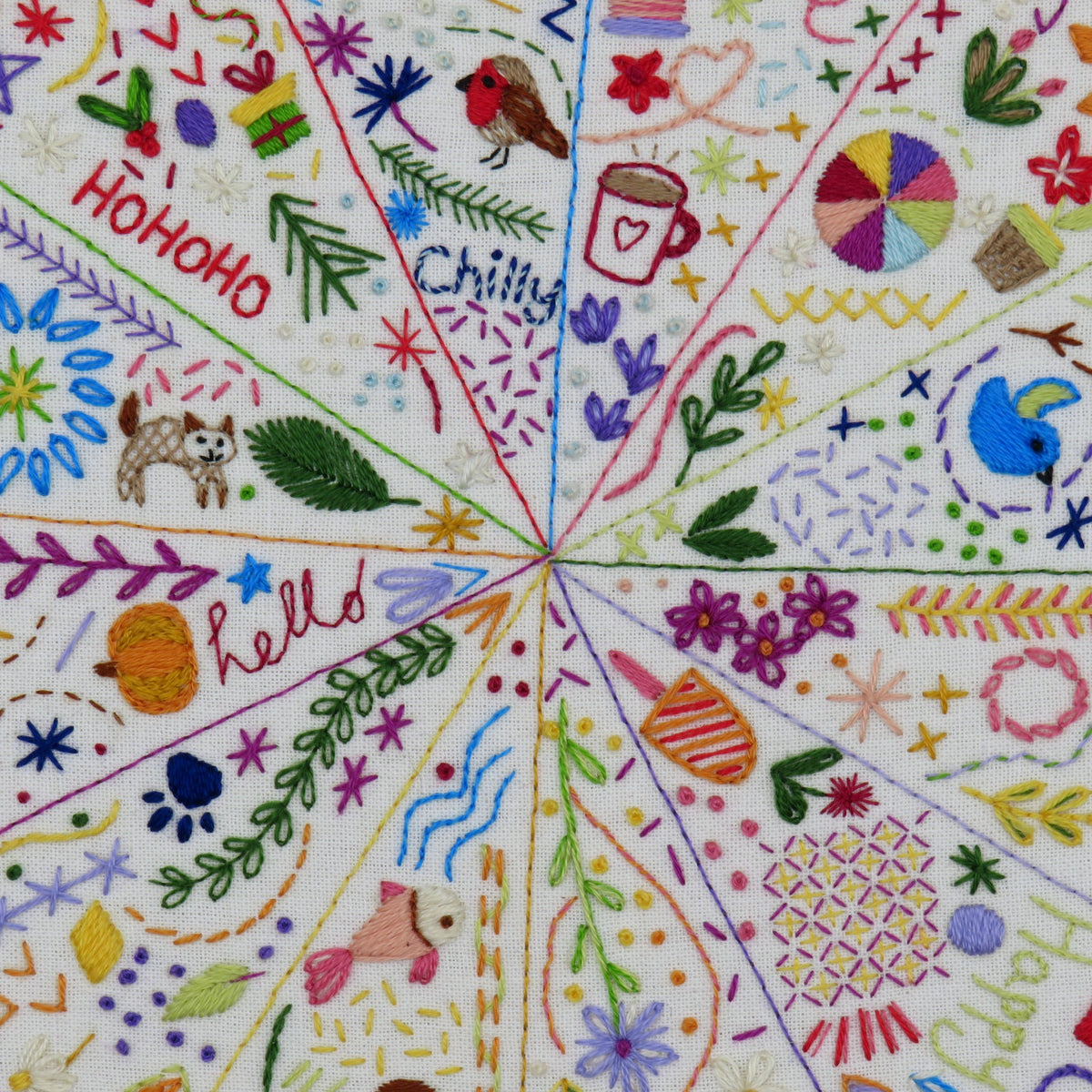 A Year of Doodles Pre Printed Fabric Pattern ready for stitching