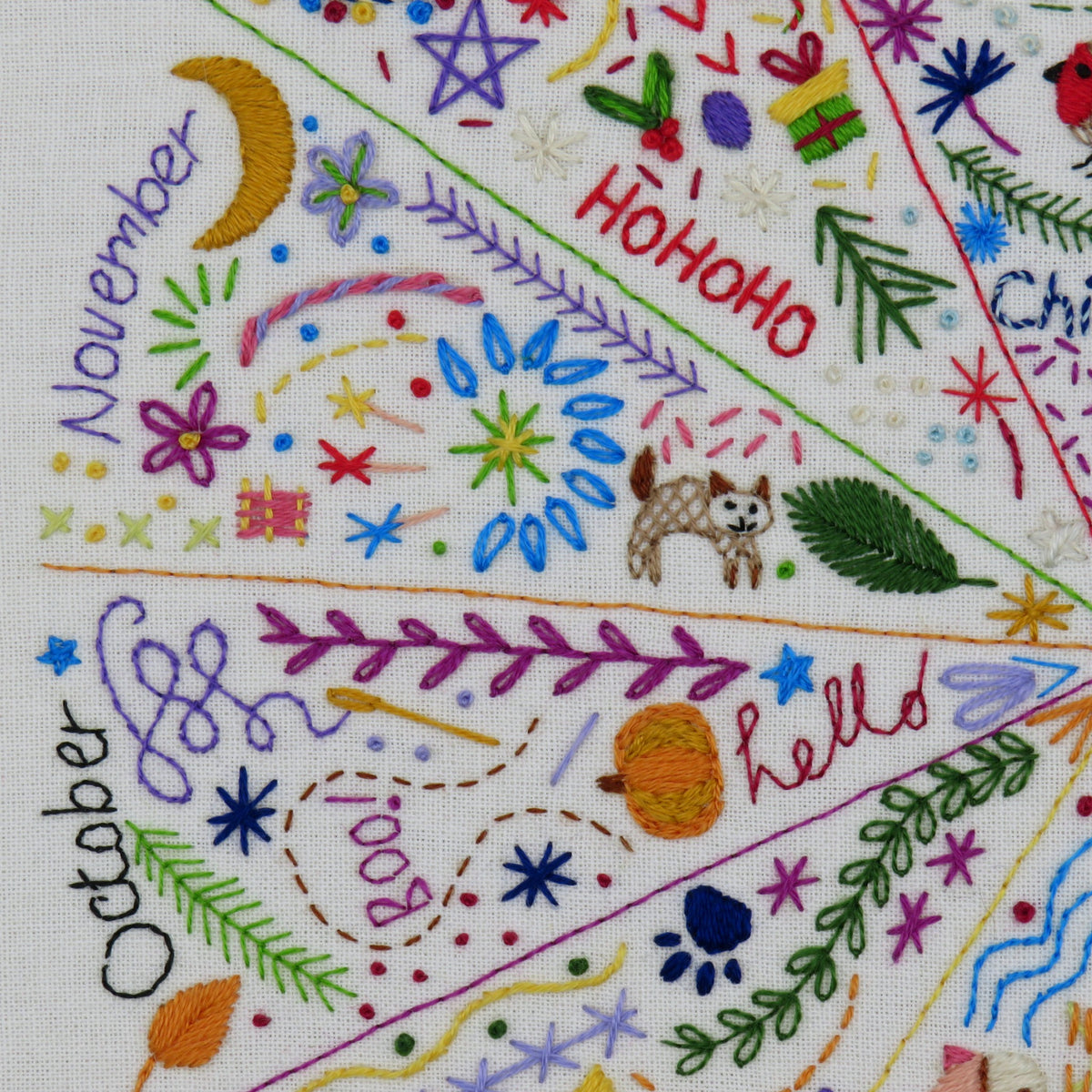 A Year of Doodles Pre Printed Fabric Pattern ready for stitching