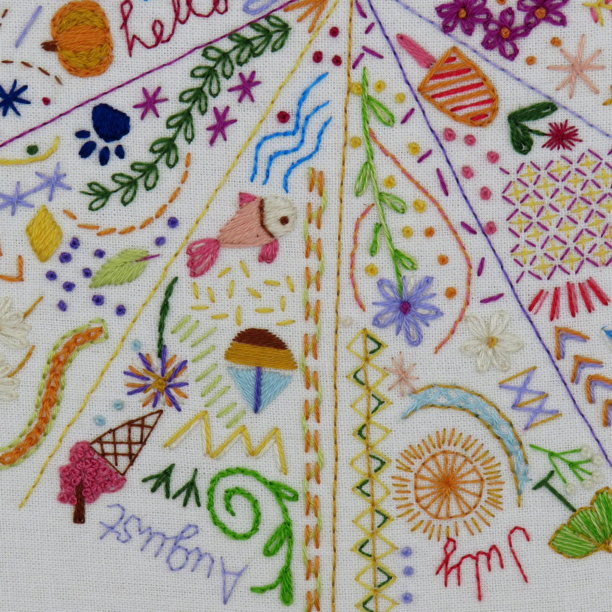 A Year of Doodles Pre Printed Fabric Pattern ready for stitching