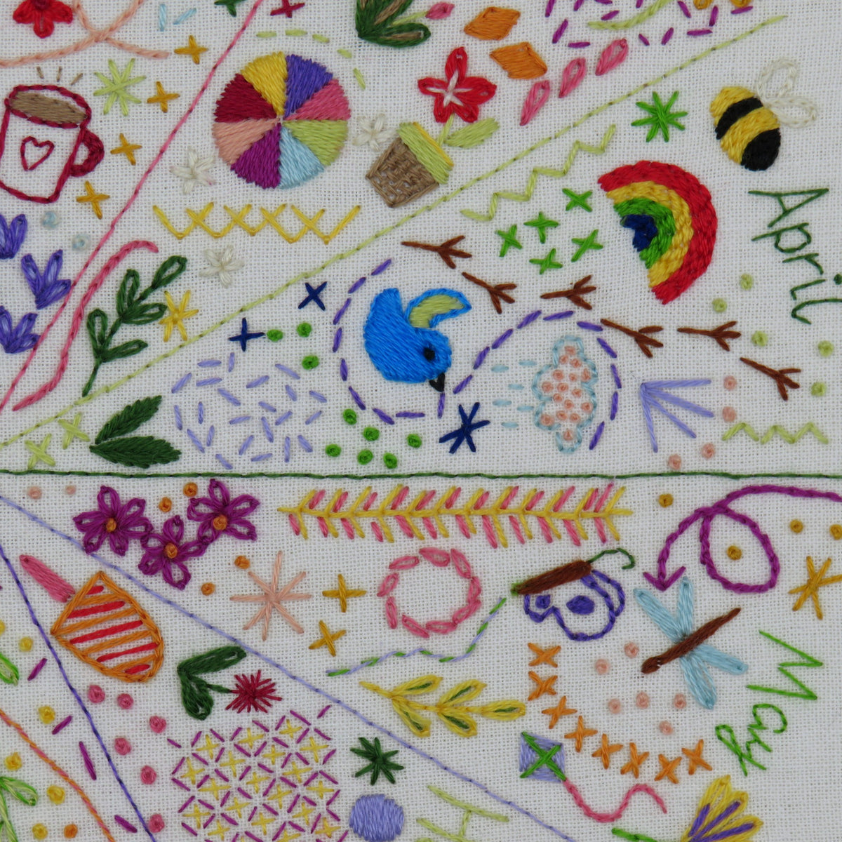 A Year of Doodles Pre Printed Fabric Pattern ready for stitching