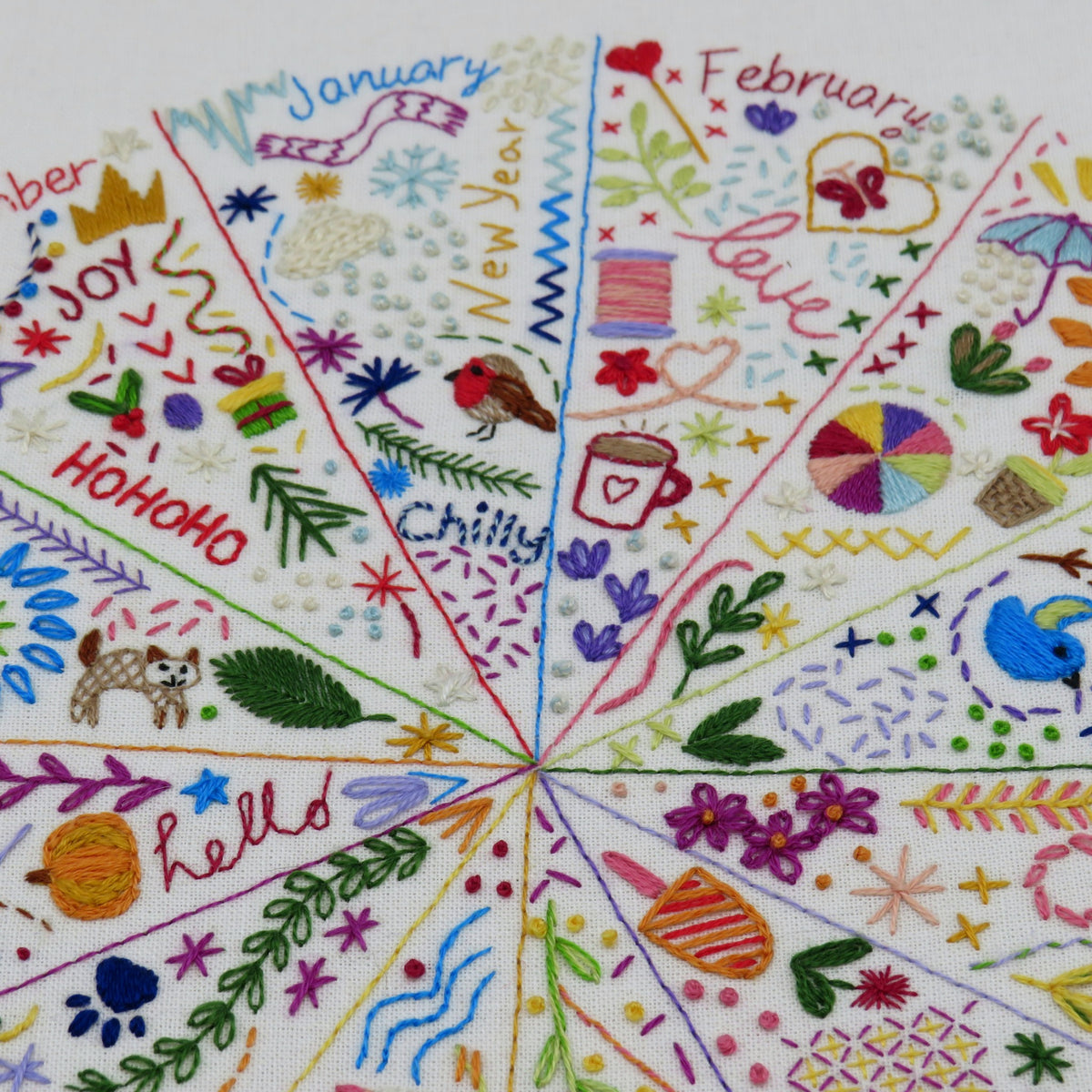 A Year of Doodles Pre Printed Fabric Pattern ready for stitching