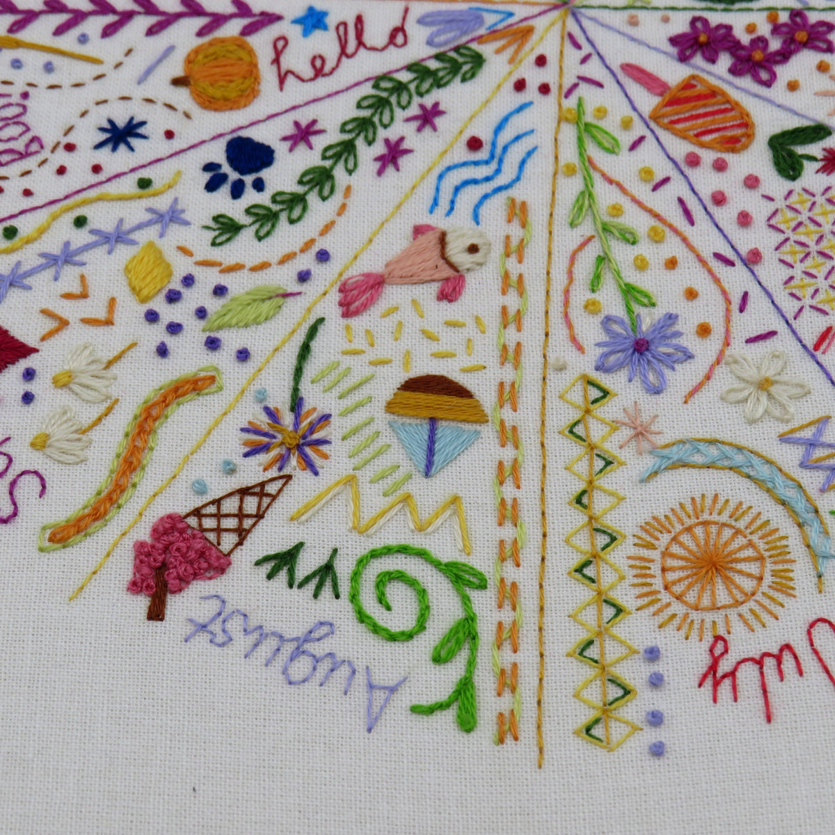 A Year of Doodles Pre Printed Fabric Pattern ready for stitching