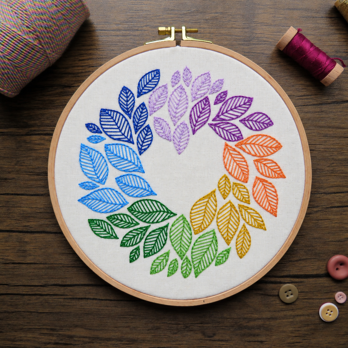 Leaves Turn, a hand embroidery