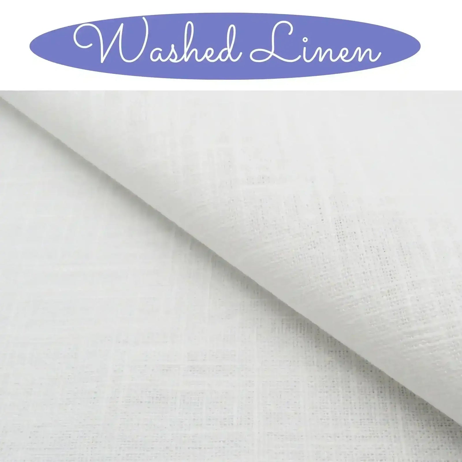 White washed linen fabric with 'Washed Linen' label at the top.