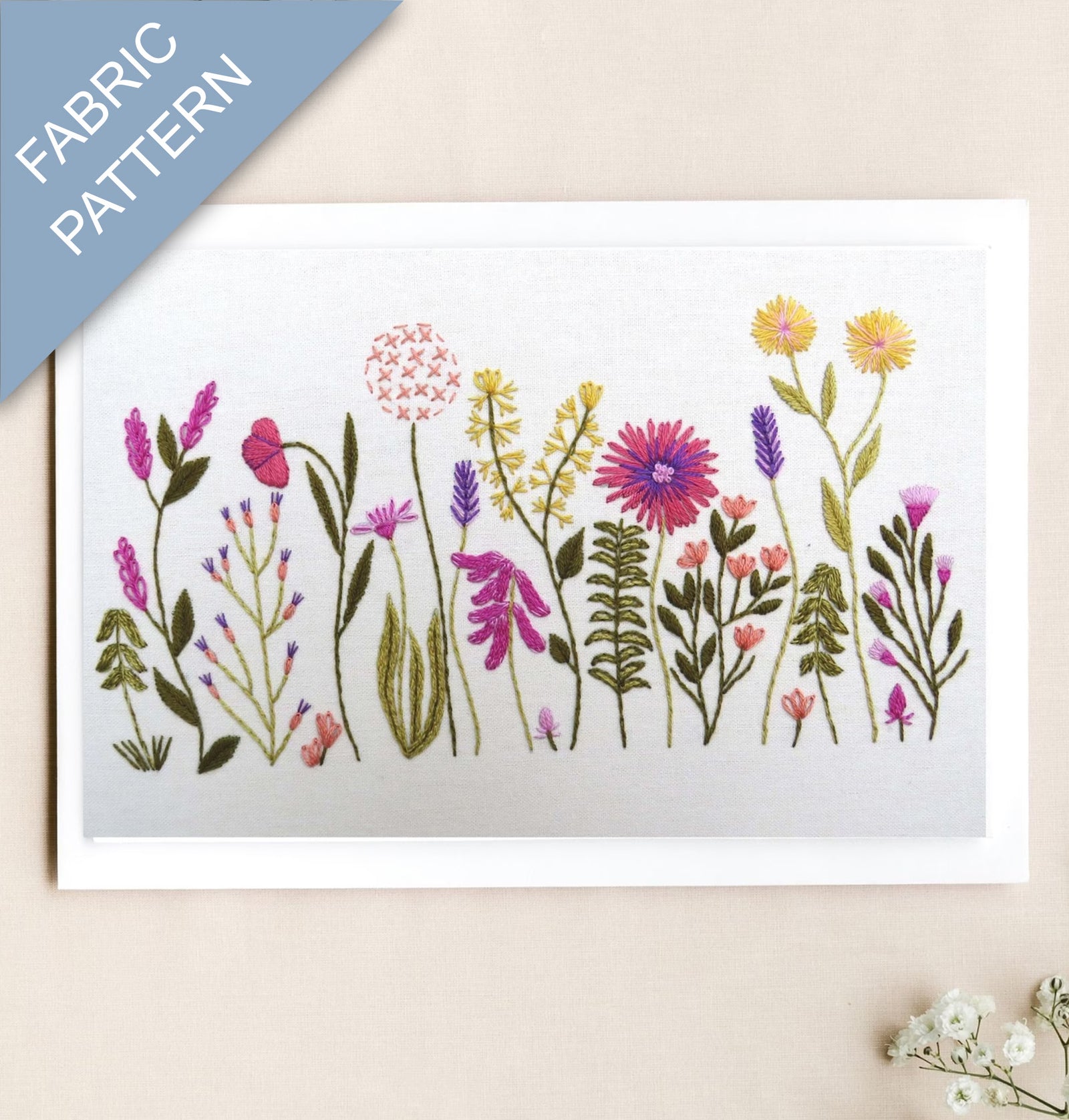 Floral pattern on fabric with 'Fabric Pattern' label