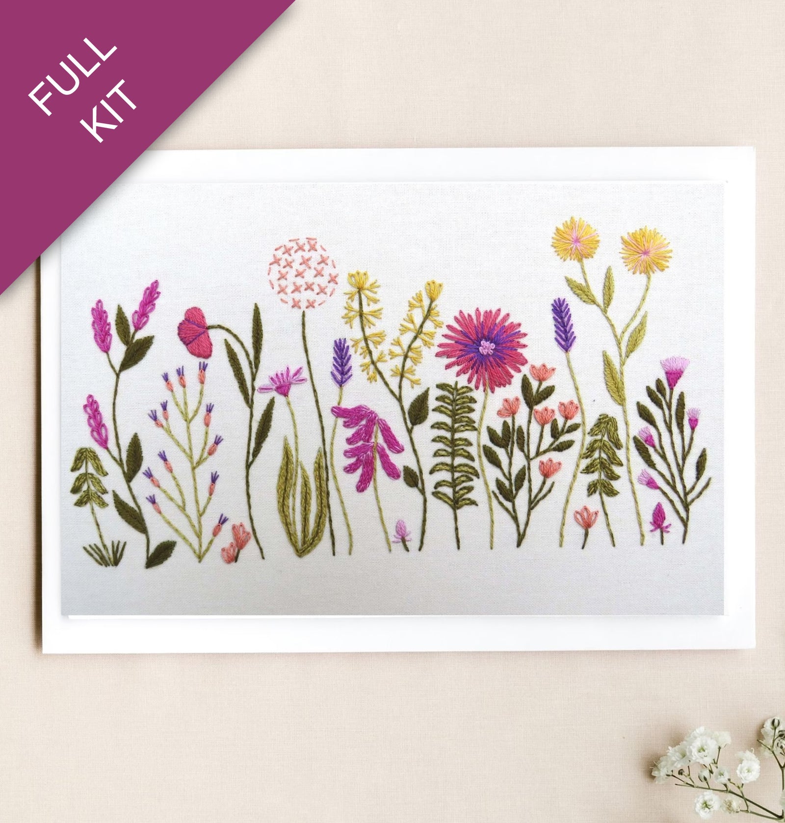 Meadow Flowers Embroidery Kit for Beginners
