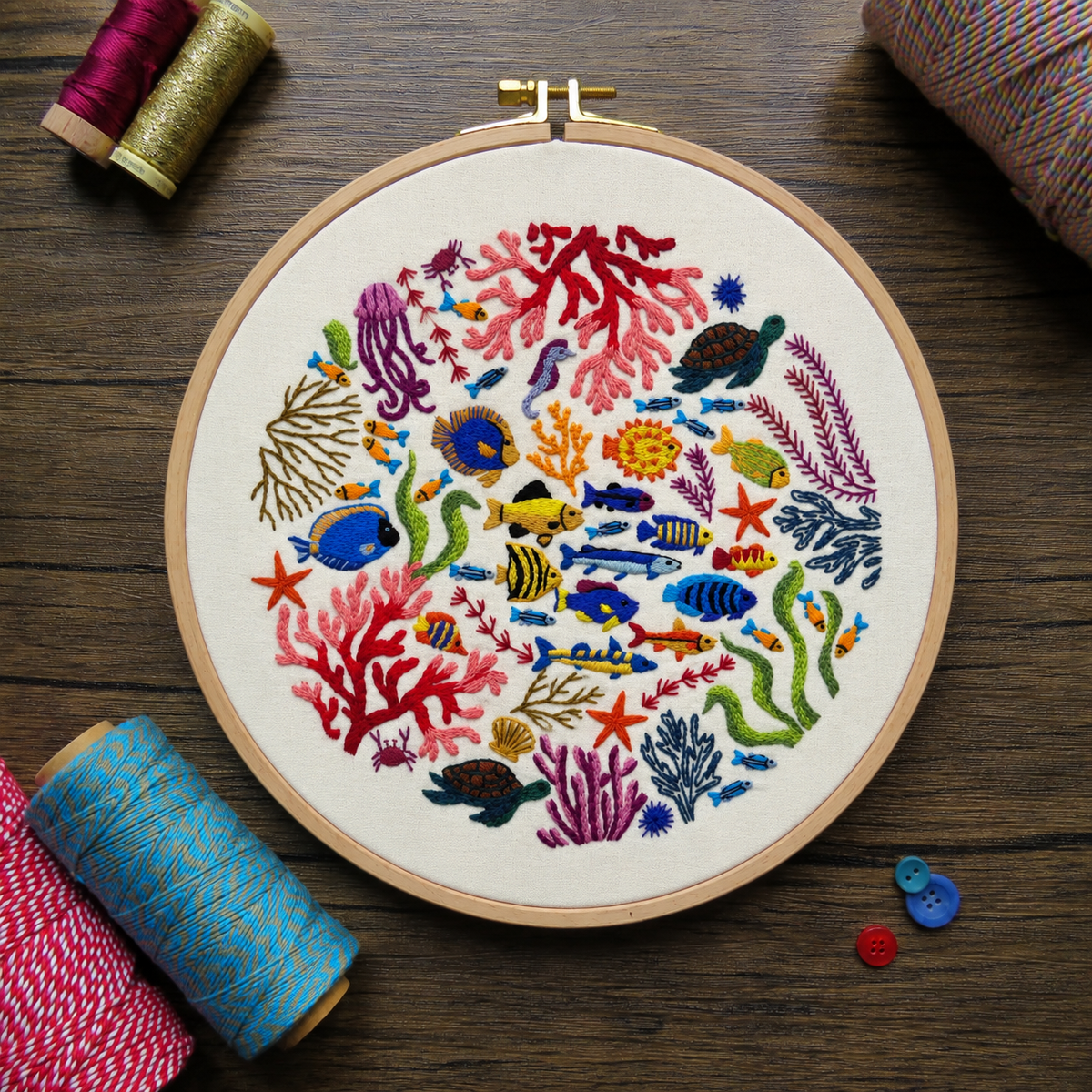 Ocean Wonders Modern Hand Embroidery Kit