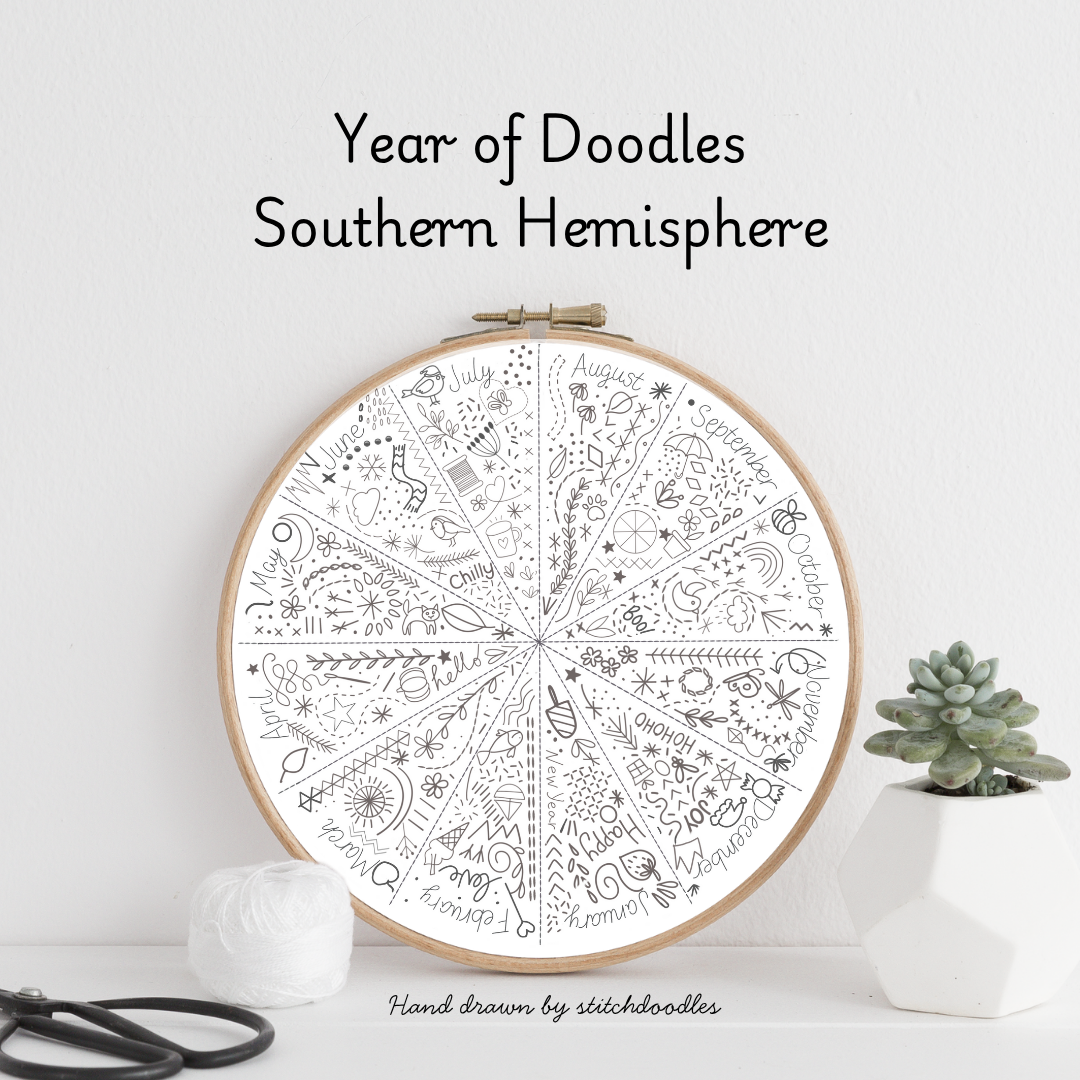 Year of Doodles Hand Embroidery PDF Template SOUTHERN HEMISPHERE