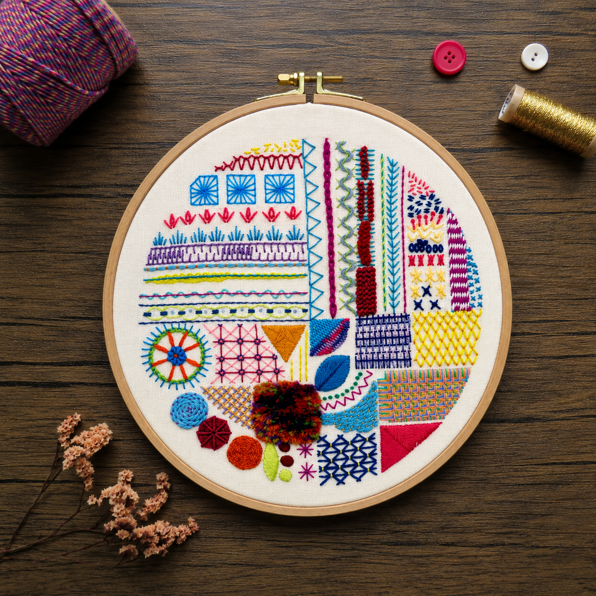 Stitch Fun for Spring&nbsp;Pre Printed Embroidery Fabric Pattern