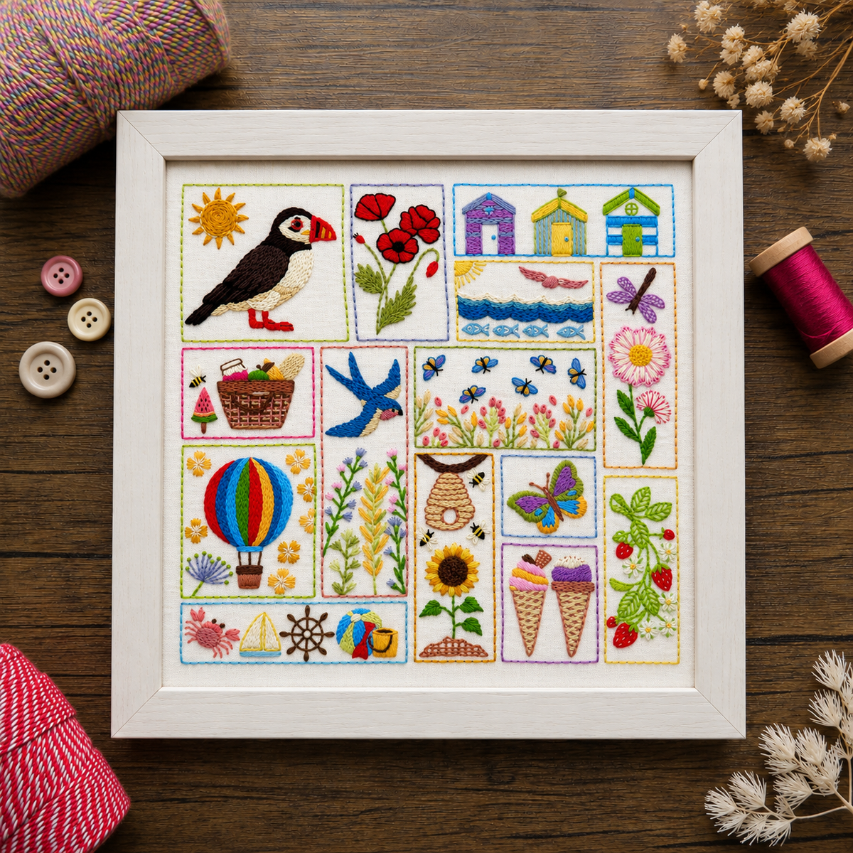 Summer Splendour Hand Embroidery Printed Fabric Pattern