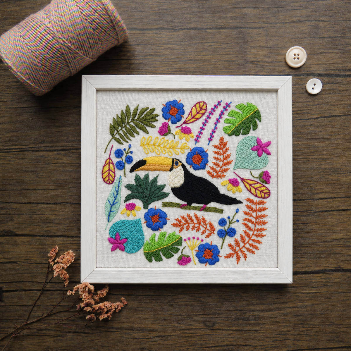 Toucan Parrot, a hand embroidery design template by Stitchdoodles