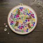 Wild Flowers and Rabbits, Pre Printed Embroidery Fabric Panel PLUS PDF Pattern