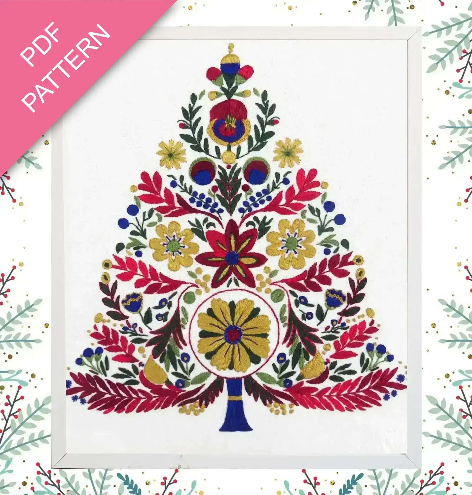 Colorful floral pattern on a white background with 'PDF Pattern' text.