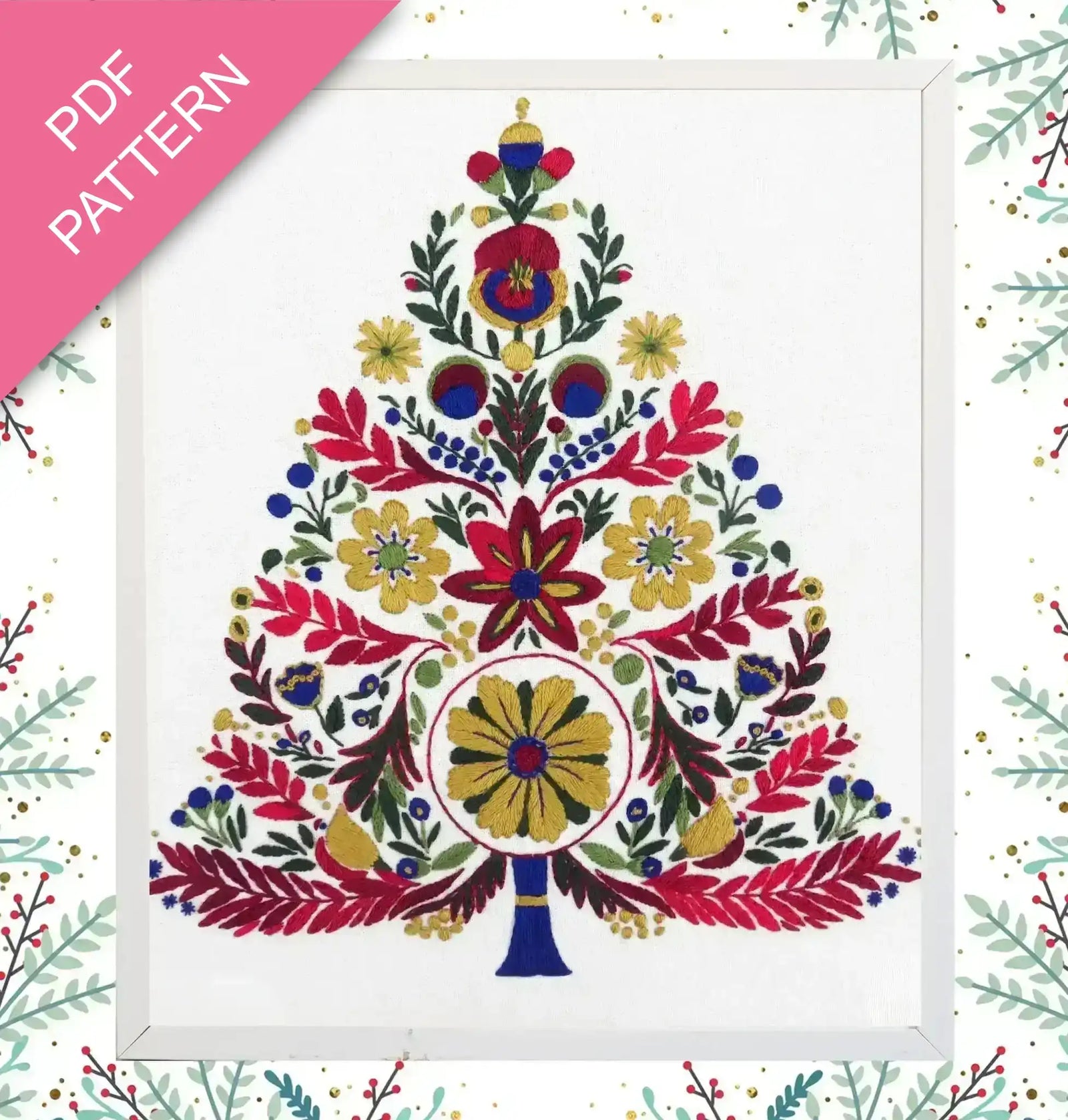 Colorful floral pattern on a white background with 'PDF Pattern' text.