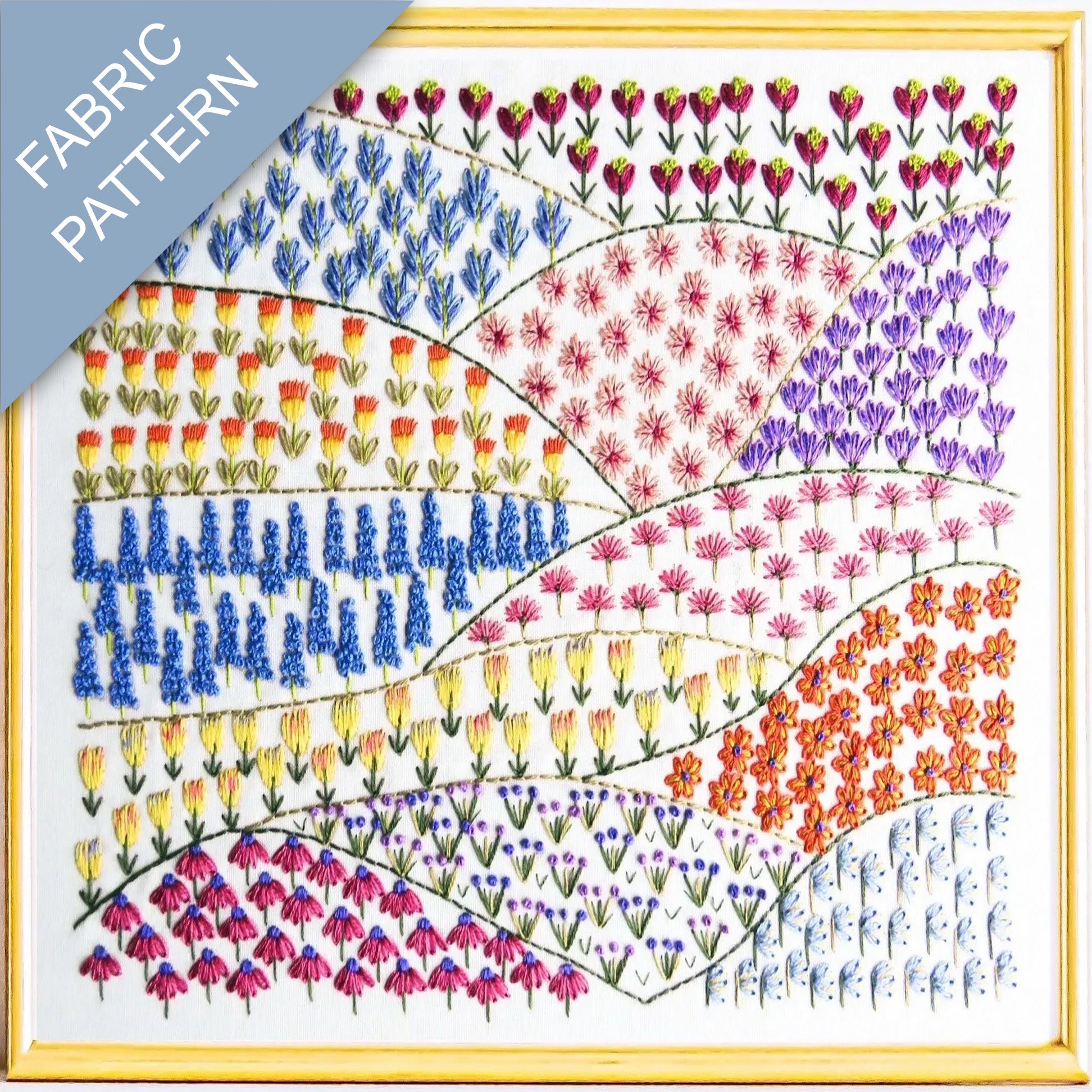A Flower a Day Pre Printed Embroidery Fabric Pattern