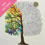 Colorful tree design with a PDF pattern label on a white background