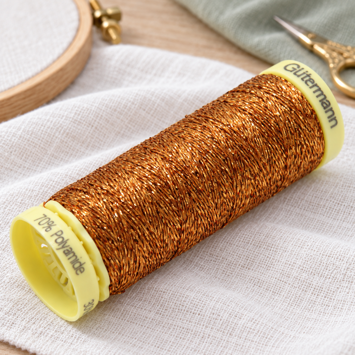 Gutermann Metallic Effect Thread 50m Gold Col. 036