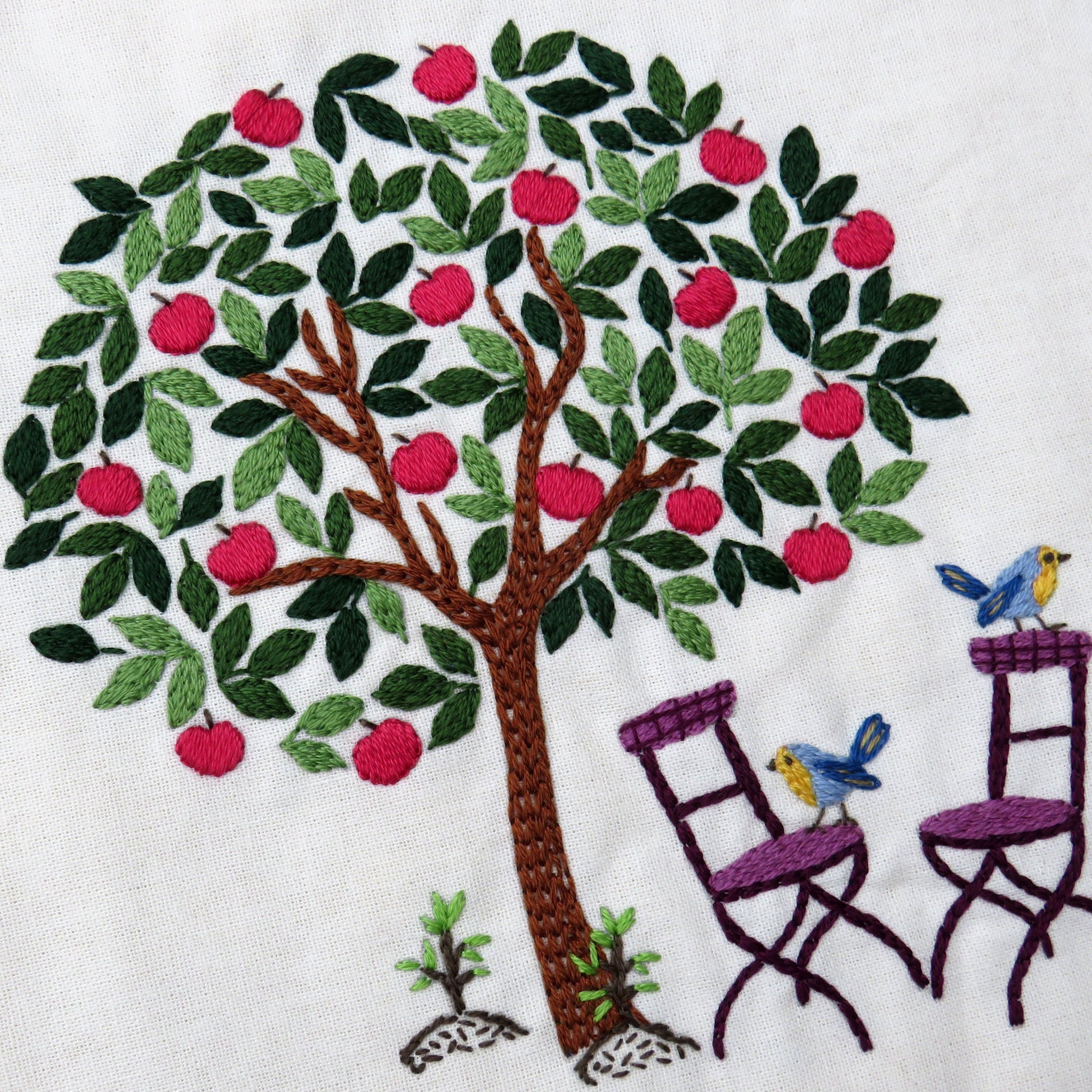 Apple Tree Hand Embroidery PDF pattern with Full Color Photos and Template