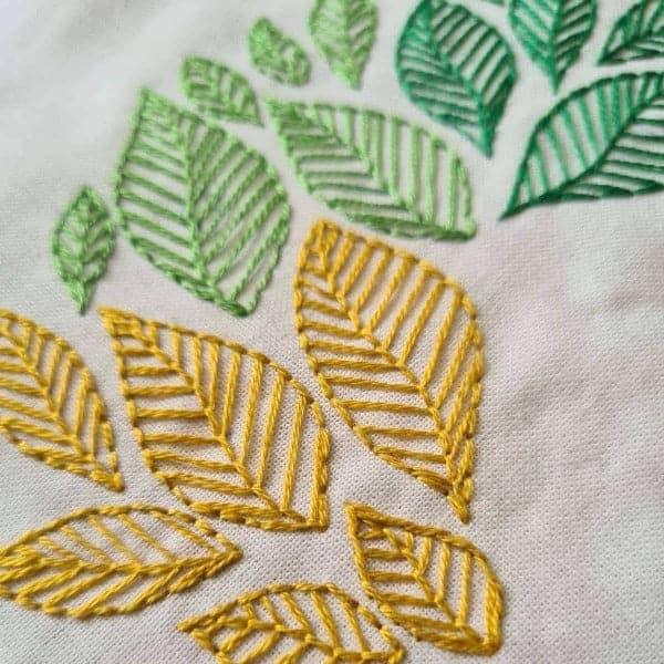 Yellow Leaf Embroidery Print