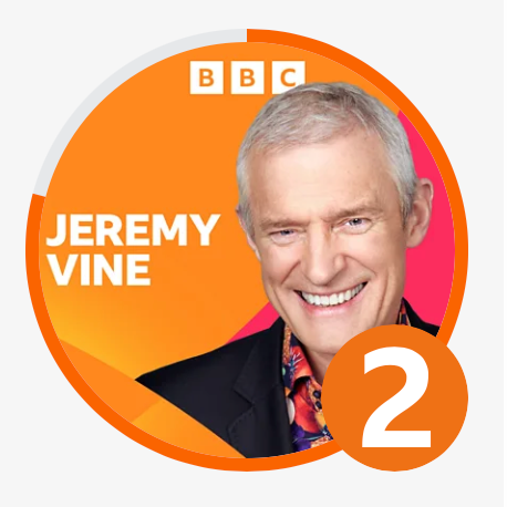 Circular logo with Jeremy Vine's name and BBC Radio 2 branding
