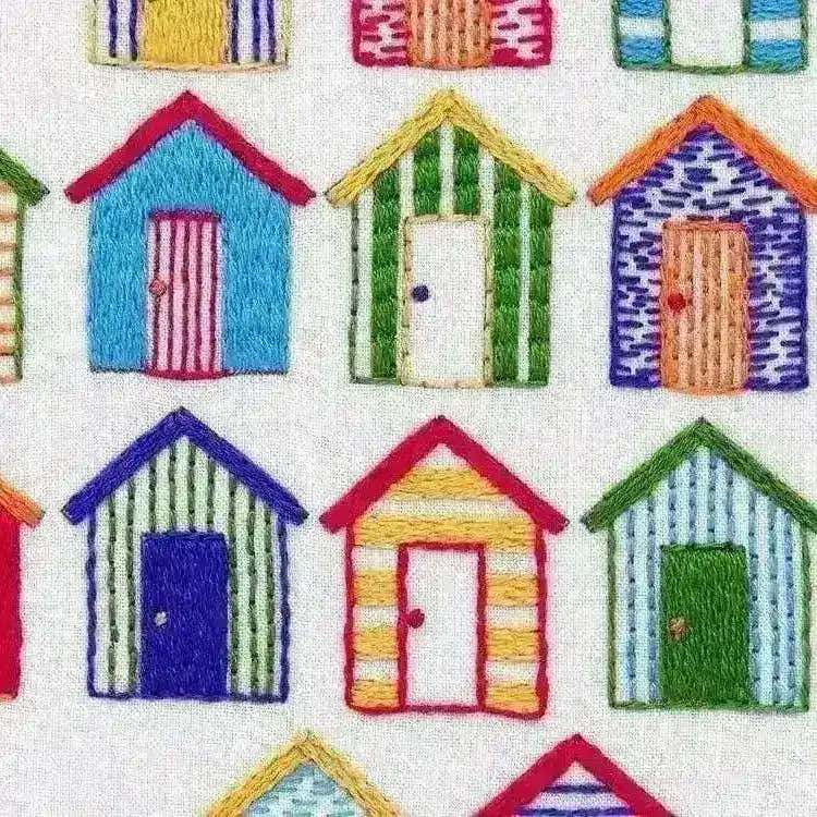 Beach Huts Hand Embroidery Pattern , PDF Download , StitchDoodles , beginner embroidery, Embroidery, embroidery hoop, embroidery hoop kit, Embroidery Kit, embroidery kit for adults, embroidery kit fro beginners, embroidery pattern, hand embroidery, hand embroidery fabric, hand embroidery seat frame, modern embroidery kits, nurge embroidery hoop, PDF pattern, Printed Pattern , StitchDoodles , shop.stitchdoodles.com