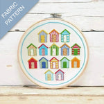 beach hut embroidery fabric