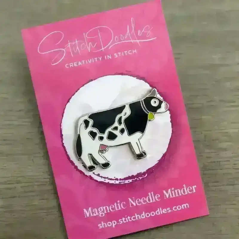 Beautiful Hard Enamel Needle Minder: Beautiful Cow , Embroidery Supplies , StitchDoodles , embroidery hoop kit, Embroidery Kit, embroidery kit for adults, embroidery kit fro beginners, modern embroidery kits, needleminder , StitchDoodles , shop.stitchdoodles.com