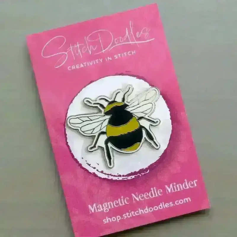 Beautiful Hard Enamel Needle Minder: Bee , Embroidery Supplies , StitchDoodles , embroidery hoop kit, Embroidery Kit, embroidery kit for adults, embroidery kit fro beginners, modern embroidery kits , StitchDoodles , shop.stitchdoodles.com
