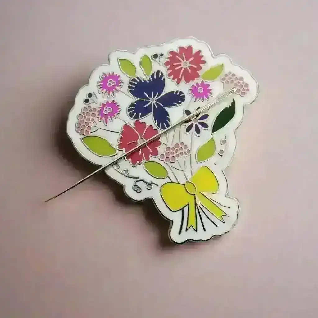 Beautiful Hard Enamel Needle Minder: Bouquet , Embroidery Supplies , StitchDoodles , embroidery hoop kit, Embroidery Kit, embroidery kit for adults, embroidery kit fro beginners, modern embroidery kits , StitchDoodles , shop.stitchdoodles.com