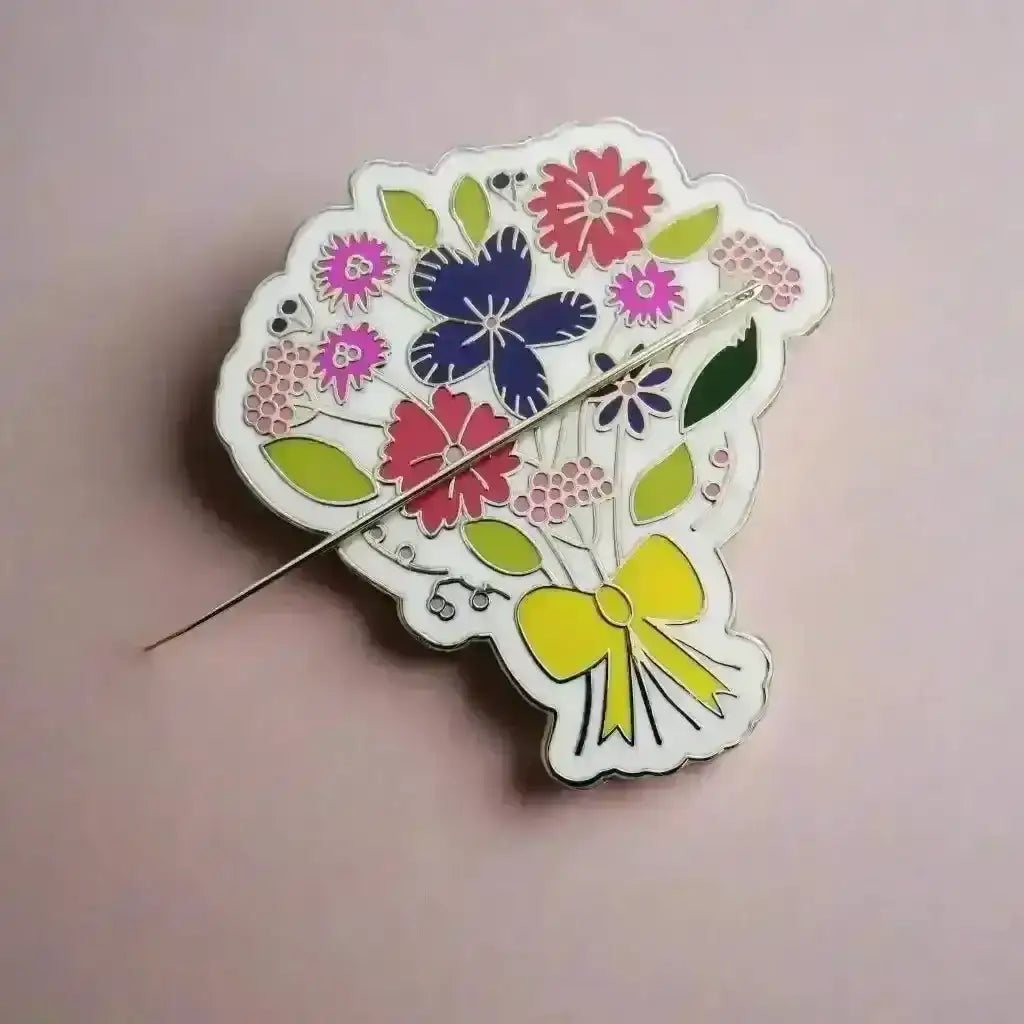 Beautiful Hard Enamel Needle Minder: Bouquet , Embroidery Supplies , StitchDoodles , embroidery hoop kit, Embroidery Kit, embroidery kit for adults, embroidery kit fro beginners, modern embroidery kits , StitchDoodles , shop.stitchdoodles.com