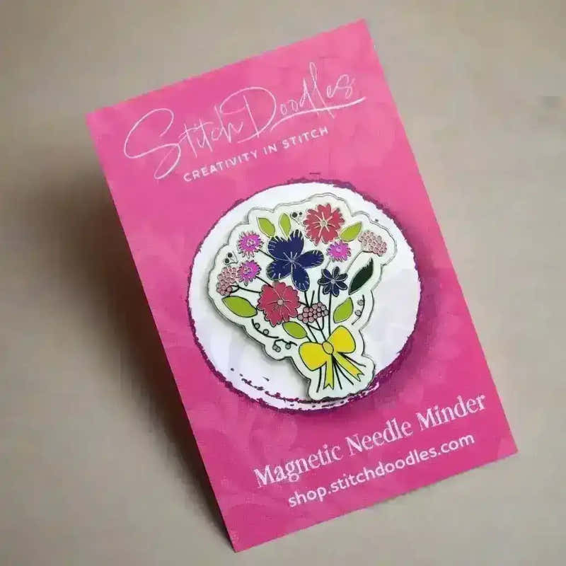 Beautiful Hard Enamel Needle Minder: Bouquet , Embroidery Supplies , StitchDoodles , embroidery hoop kit, Embroidery Kit, embroidery kit for adults, embroidery kit fro beginners, modern embroidery kits , StitchDoodles , shop.stitchdoodles.com