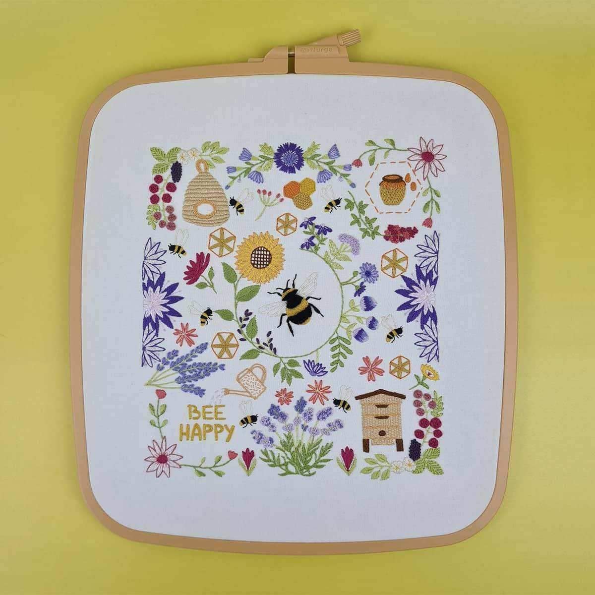 Bees and Blossoms Hand Embroidery Kit , Embroidery Kit , StitchDoodles , BEE EMBROIDERY, Bees and Blossoms, bird embroidery, Embroidery, embroidery hoop, embroidery hoop kit, Embroidery Kit, embroidery kit for adults, embroidery kit fro beginners, embroidery pattern, hand embroidery, hand embroidery fabric, hand embroidery kit, hand embroidery seat frame, hand embroidery thread, modern embroidery kits, nurge embroidery hoop, Printed Pattern, wildlife embroidery , StitchDoodles , shop.stitchdoodles.com