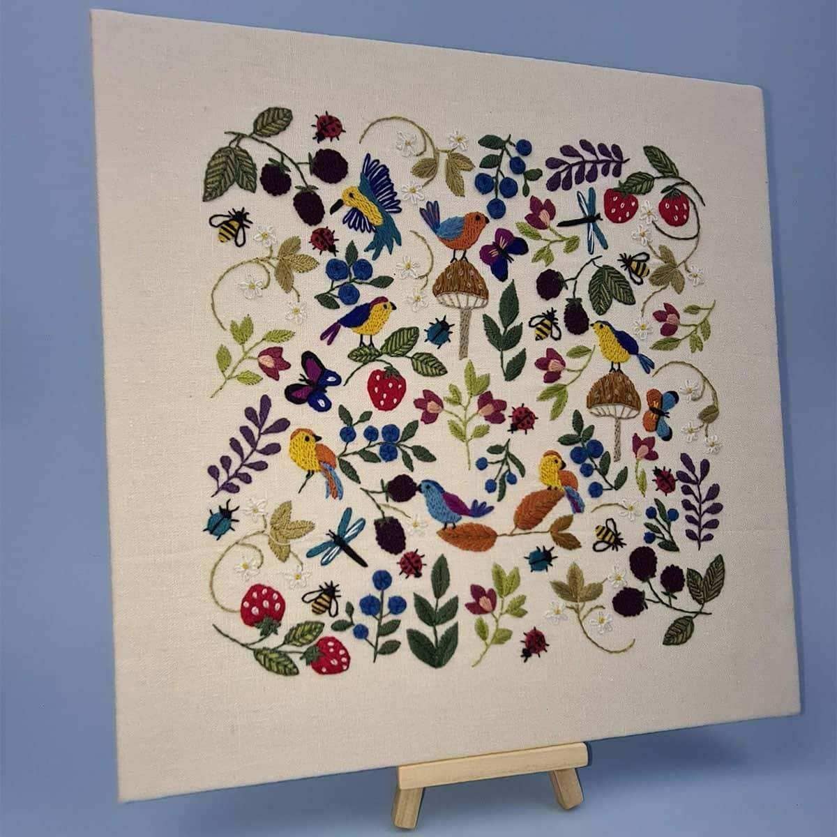 Birds, Bugs and Berries, Hand Embroidery Kit , Embroidery Kit , StitchDoodles , bird embroidery, Embroidery, embroidery hoop, embroidery hoop kit, Embroidery Kit, embroidery kit for adults, embroidery kit fro beginners, embroidery pattern, hand embroidery, hand embroidery fabric, hand embroidery kit, hand embroidery seat frame, hand embroidery thread, modern embroidery kits, nurge embroidery hoop, Printed Pattern, wildlife embroidery , StitchDoodles , shop.stitchdoodles.com