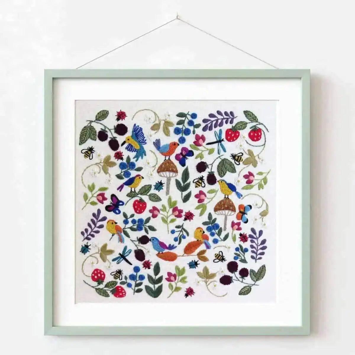 Birds, Bugs and Berries, Hand Embroidery Kit , Embroidery Kit , StitchDoodles , bird embroidery, Embroidery, embroidery hoop, embroidery hoop kit, Embroidery Kit, embroidery kit for adults, embroidery kit fro beginners, embroidery pattern, hand embroidery, hand embroidery fabric, hand embroidery kit, hand embroidery seat frame, hand embroidery thread, modern embroidery kits, nurge embroidery hoop, Printed Pattern, wildlife embroidery , StitchDoodles , shop.stitchdoodles.com