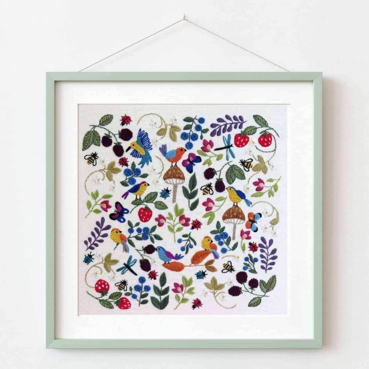 Birds, Bugs and Berries Hand Embroidery Pattern , PDF Download , StitchDoodles , bird embroidery, Embroidery, embroidery hoop, embroidery hoop kit, Embroidery Kit, embroidery kit for adults, embroidery kit fro beginners, embroidery pattern, hand embroidery fabric, hand embroidery seat frame, modern embroidery kits, nurge embroidery hoop, Printed Pattern, wildlife embroidery , StitchDoodles , shop.stitchdoodles.com