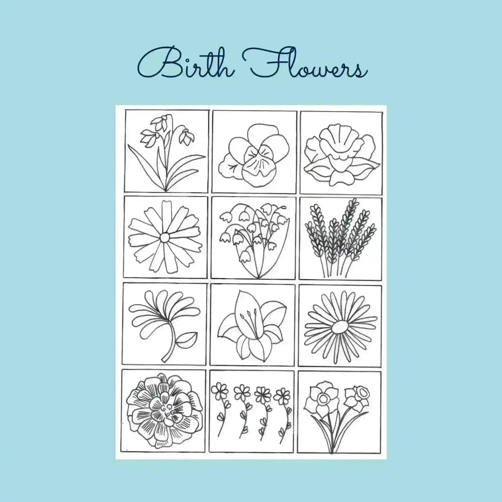 Birth Flowers Hand Embroidery Template , PDF Download , StitchDoodles , bird embroidery, Embroidery, embroidery hoop, embroidery hoop kit, Embroidery Kit, embroidery kit for adults, embroidery kit fro beginners, embroidery pattern, hand embroidery, hand embroidery fabric, hand embroidery seat frame, modern embroidery kits, nurge embroidery hoop, PDF pattern, Printed Pattern, wildlife embroidery , StitchDoodles , shop.stitchdoodles.com