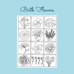 Birth Flowers Hand Embroidery Template , PDF Download , StitchDoodles , bird embroidery, Embroidery, embroidery hoop, embroidery hoop kit, Embroidery Kit, embroidery kit for adults, embroidery kit fro beginners, embroidery pattern, hand embroidery, hand embroidery fabric, hand embroidery seat frame, modern embroidery kits, nurge embroidery hoop, PDF pattern, Printed Pattern, wildlife embroidery , StitchDoodles , shop.stitchdoodles.com