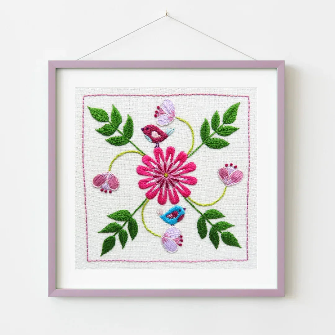 Botanical Bliss Design 11 Hand Embroidery Pre-Printed Fabric and PDF Pattern