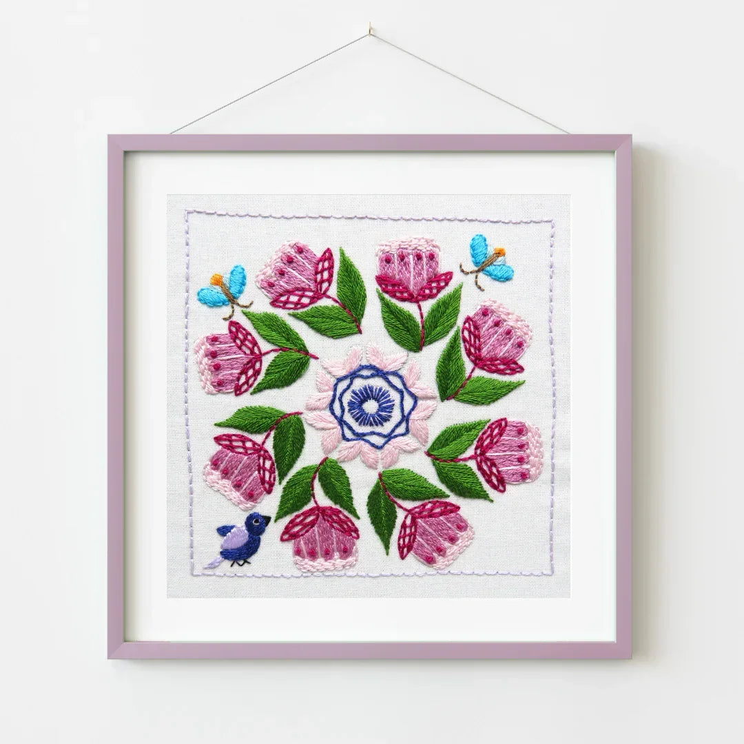 Botanical Bliss Design 9 Hand Embroidery Pre-Printed Fabric and PDF Pattern