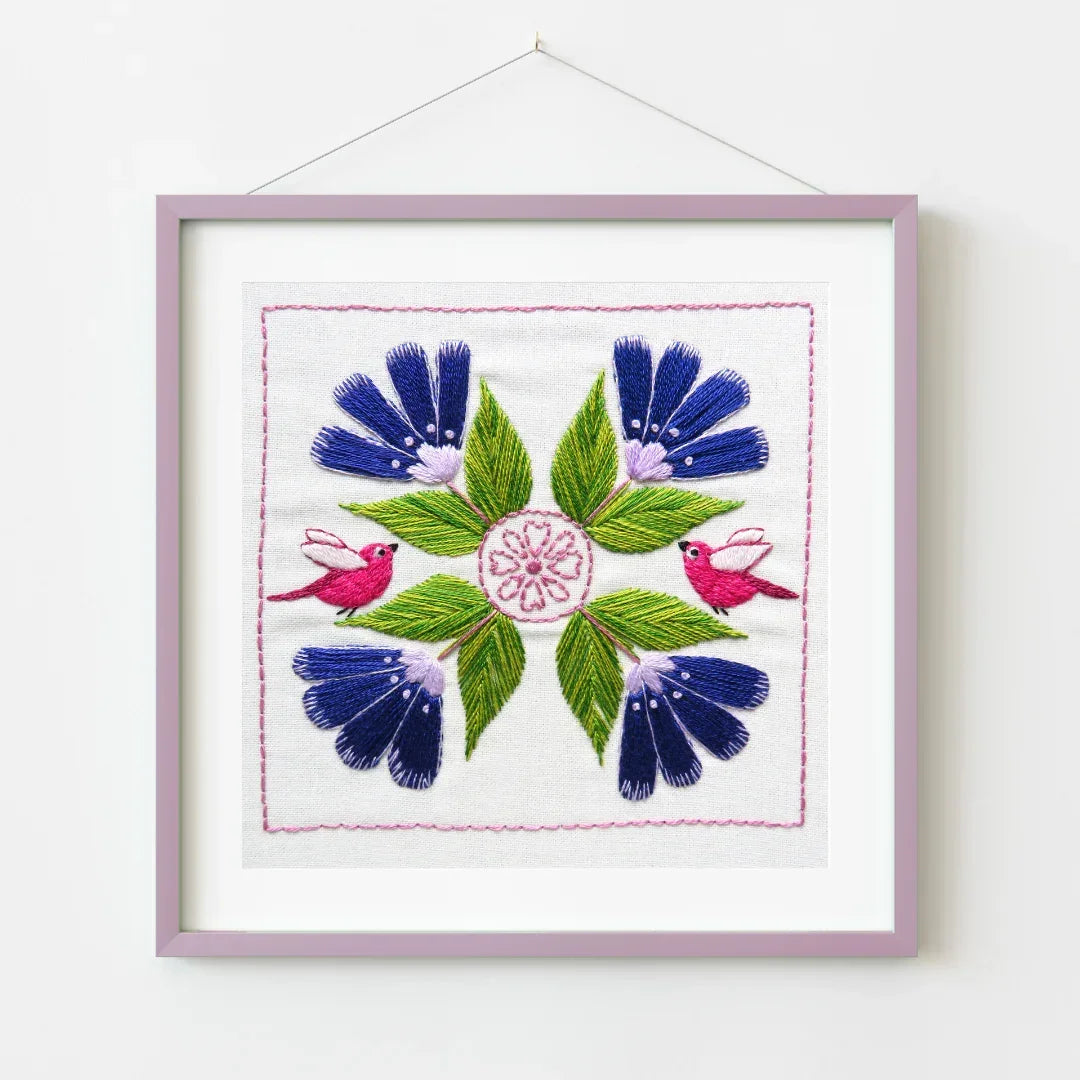 Botanical Bliss Design 10 Hand Embroidery Pre-Printed Fabric and PDF Pattern