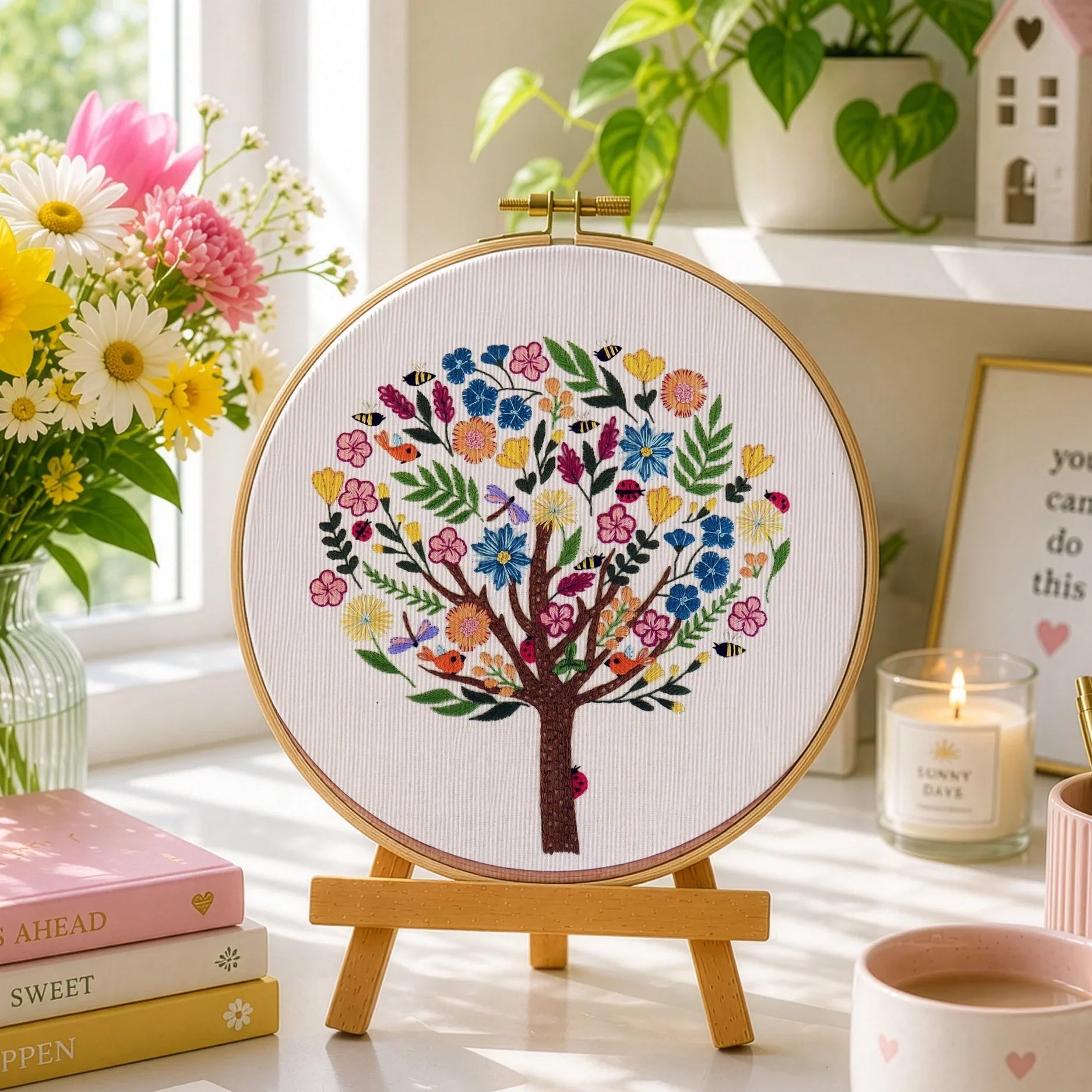 
Bugs in Bloom is a wonderful colourful design with gorgeous flowers and cute critters to make stitching this tree an absolute delight.