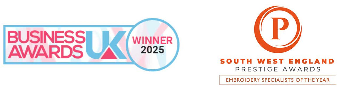 Two logos side by side, one for Business Awards UK and the other for South West England Prestige Awards.