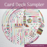 Card Deck Sampler with colorful fabric patterns on a white background