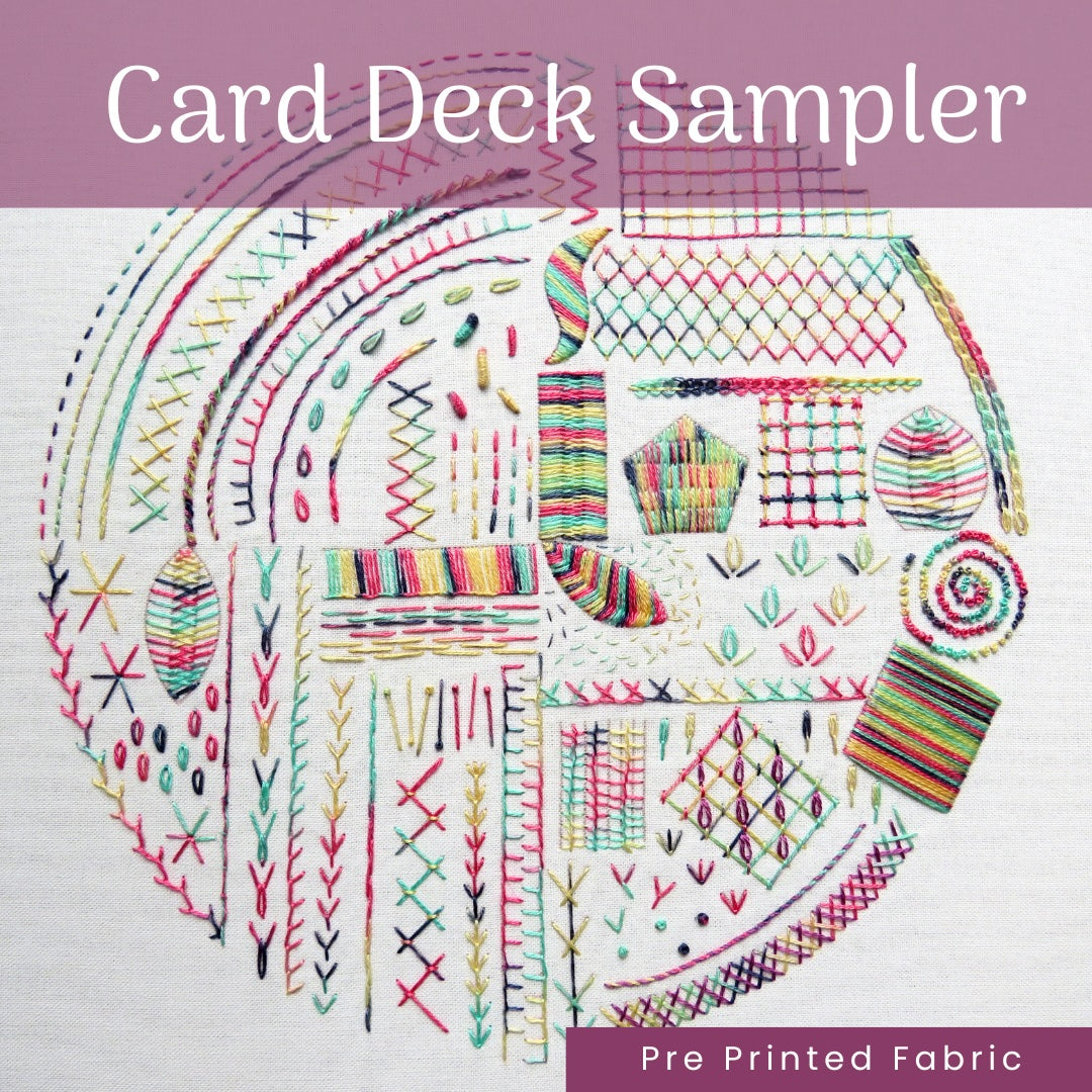 Card Deck Sampler with colorful fabric patterns on a white background